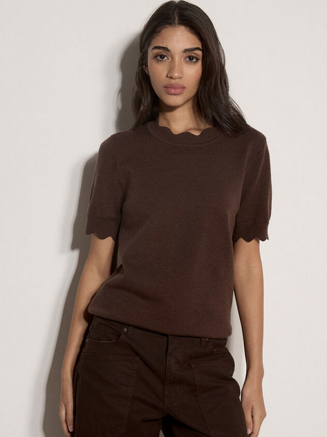 APRICOT APRICOT 26H HAUT MANCHE COURTE SCALLOP BRUN
