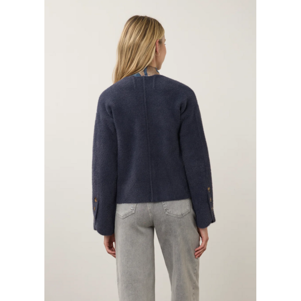 FDJ FDJ 26H 10047431 COLLARLESS KNIT JACKET STORM CLOUD