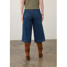 FDJ FDJ 26H 2434843 MID RISE PLEATED WIDE GAUCHO DARK WASH
