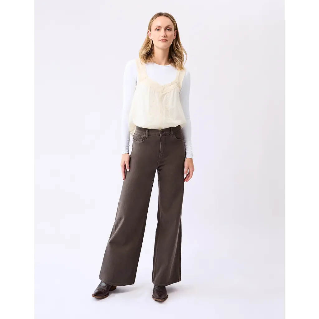 YOGA JEANS YOGA JEANS 3031 LILY WIDE HIGH RISE 32'' CHOCKLAD