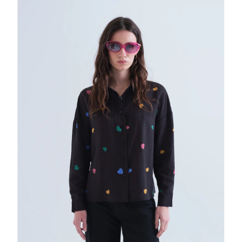 COMPANIA FANTASTICA COMPANIA FANTASTICA 26H BLOUSE NOIR COEURS COLORES 63C/11106
