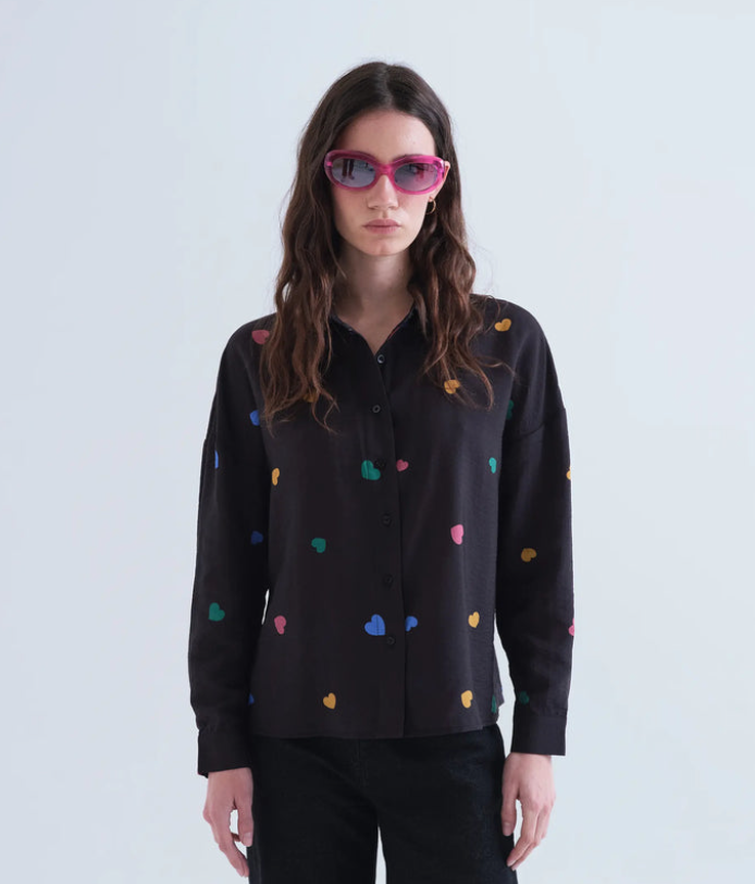 COMPANIA FANTASTICA COMPANIA FANTASTICA 26H BLOUSE NOIR COEURS COLORES 63C/11106