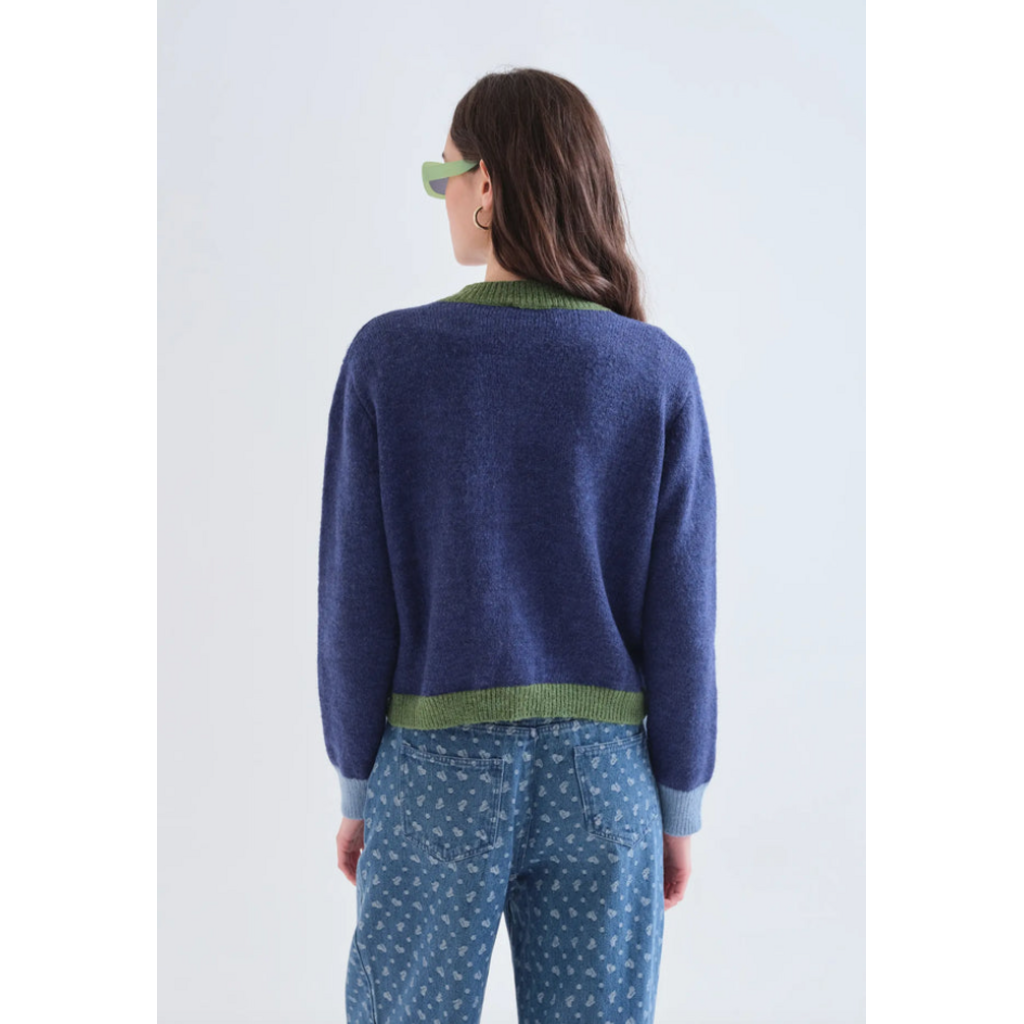 COMPANIA FANTASTICA COMPANIA FANTASTICA 26H CARDIGAN CROP MARINE/VERT 63C/10215