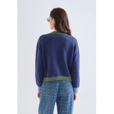 COMPANIA FANTASTICA COMPANIA FANTASTICA 26H CARDIGAN CROP MARINE/VERT 63C/10215