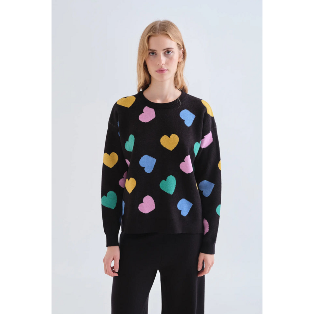 COMPANIA FANTASTICA COMPANIA FANTASTICA 26H PULL JACQUARD NOIR COEURS COLORES 63C/10205