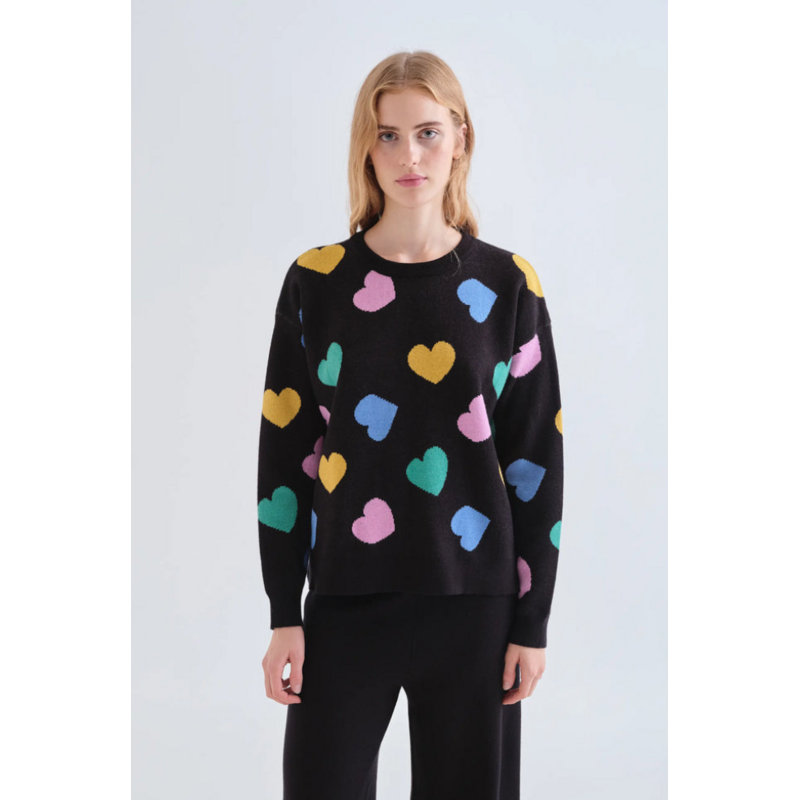 COMPANIA FANTASTICA COMPANIA FANTASTICA 26H PULL JACQUARD NOIR COEURS COLORES 63C/10205