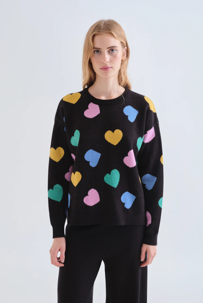 COMPANIA FANTASTICA COMPANIA FANTASTICA 26H PULL JACQUARD NOIR COEURS COLORES 63C/10205