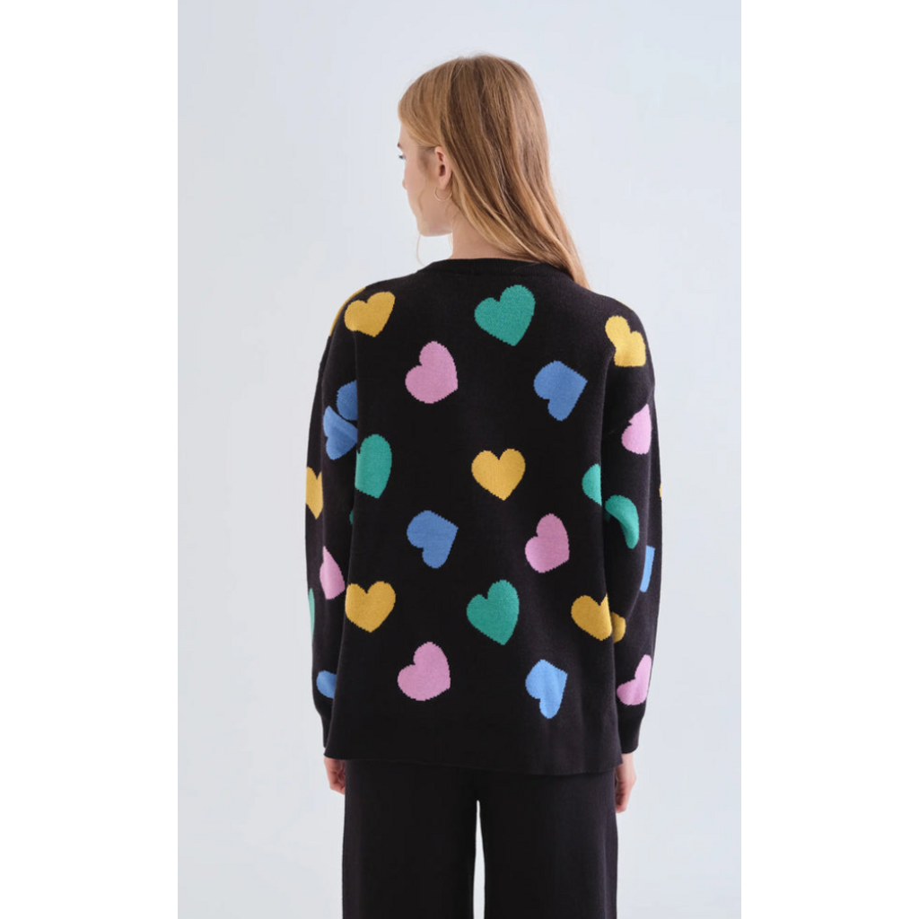 COMPANIA FANTASTICA COMPANIA FANTASTICA 26H PULL JACQUARD NOIR COEURS COLORES 63C/10205