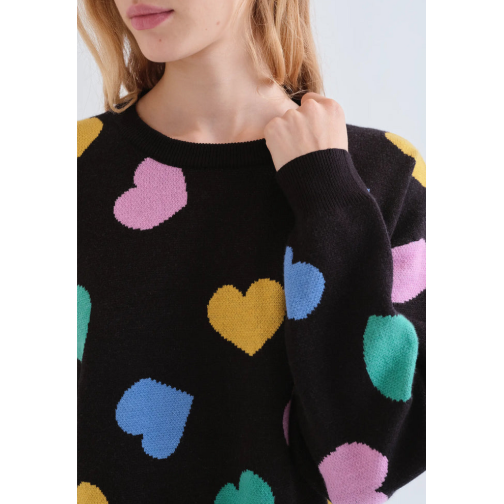 COMPANIA FANTASTICA COMPANIA FANTASTICA 26H PULL JACQUARD NOIR COEURS COLORES 63C/10205