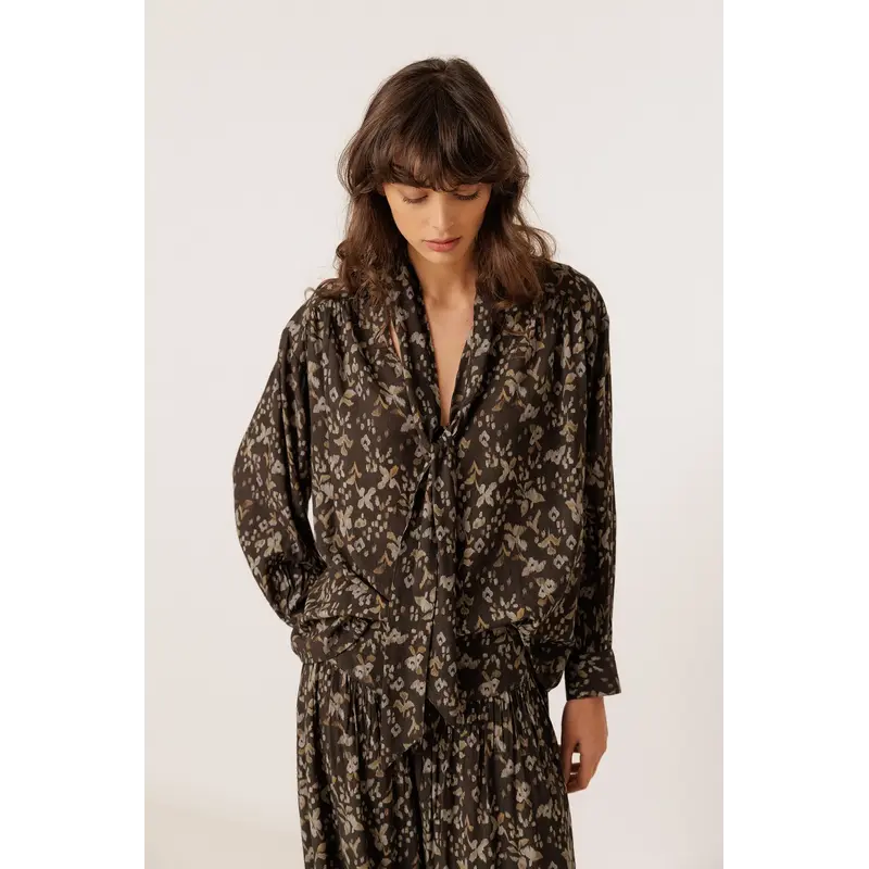 INDI AND COLD INDI AND COLD 26H BLOUSE CRAVATE MOTIFS NOIR VI26KI123