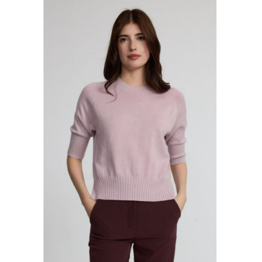 PISTACHE PISTACHE 26H SWEATER MANCHES COURTES TRICOT FIN ROSE B24255