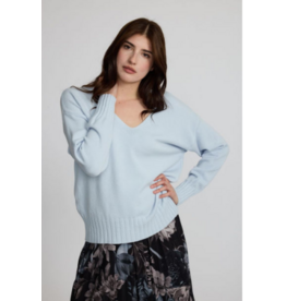 PISTACHE PISTACHE 26H SWEATER COL V TRICOT FIN BLEU CIEL B25150