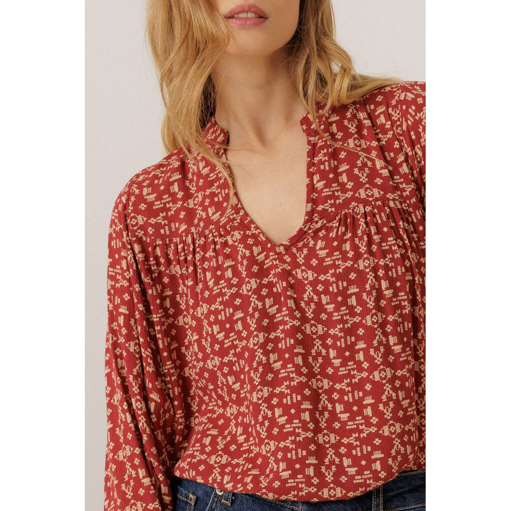 INDI AND COLD INDI AND COLD 26H BLOUSE MOTIFS ROUGE CERISE VI26MI140