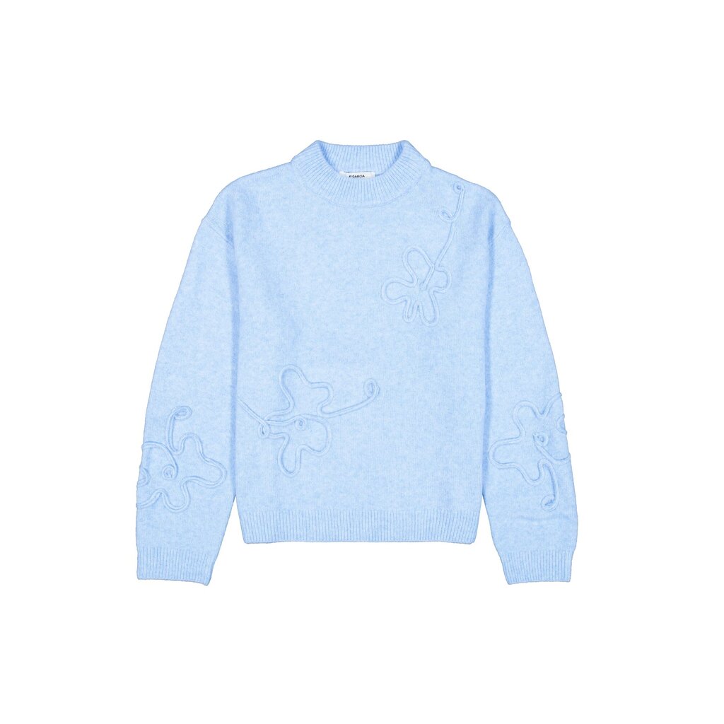 GARCIA GARCIA 26H TRICOT MANCHES LONGUES FLEURS TEXTUREES BREEZE BLUE U260044