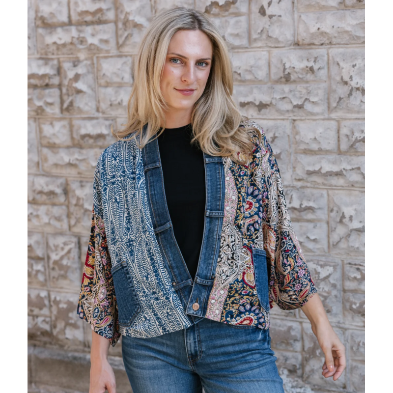 SHANNON PASSERO SHANNON PASSERO 26H 5262 KAROL CARDIGAN BLUE PAISLEY MIX