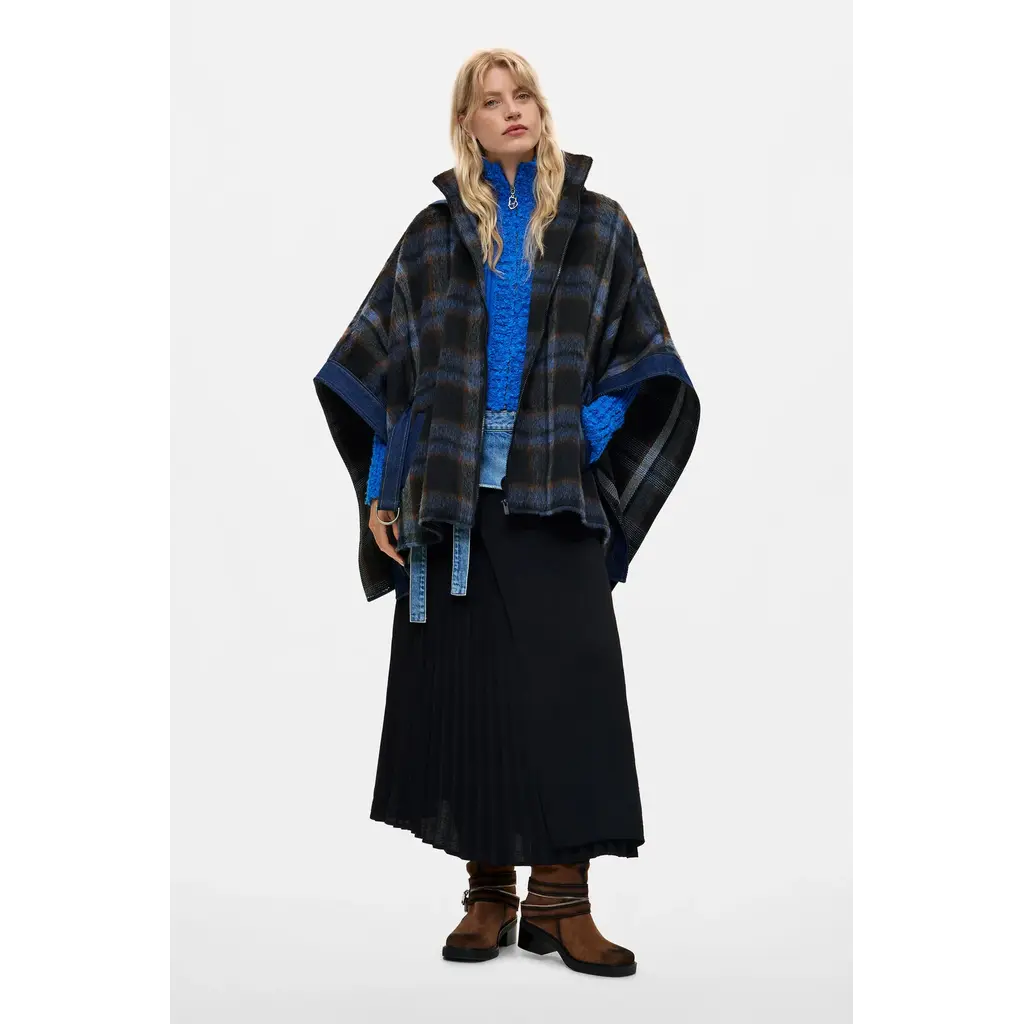 DESIGUAL DESIGUAL 26H 26WAID02 PONCHO ALDAMA BELT DENIM CHECKS