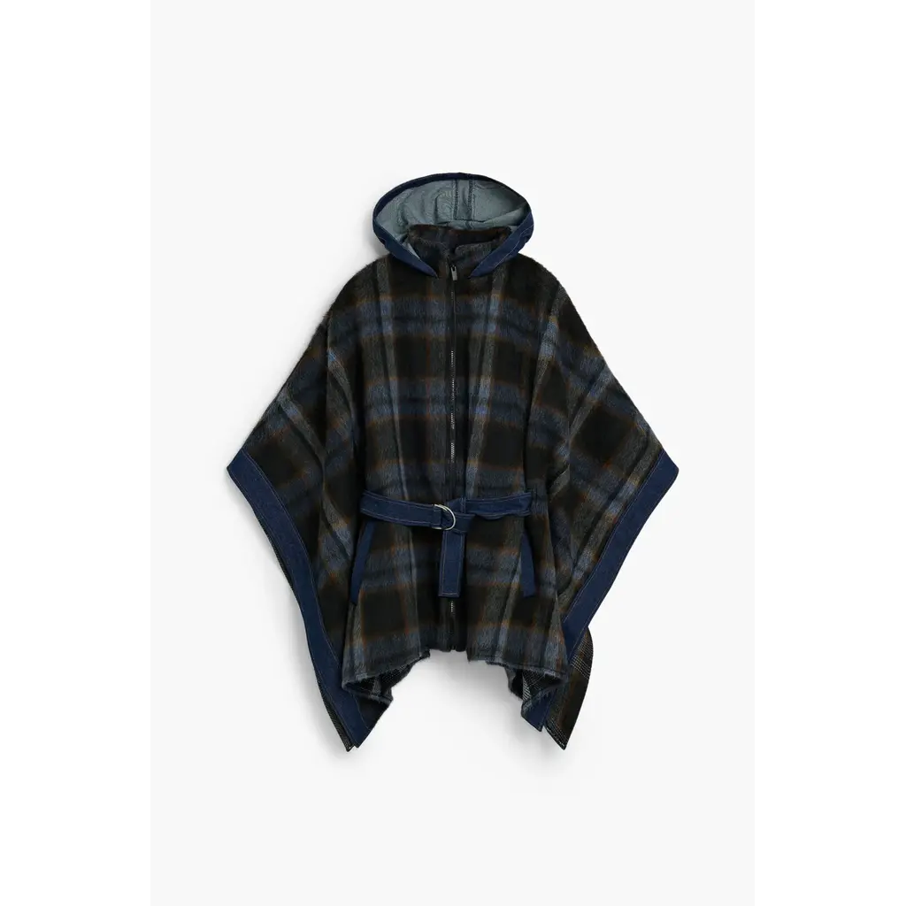 DESIGUAL DESIGUAL 26H 26WAID02 PONCHO ALDAMA BELT DENIM CHECKS