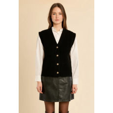 MOLLY BRACKEN MOLLY BRACKEN 26H T2104EN VESTE NOIR BOUTONS FLEUR DORE