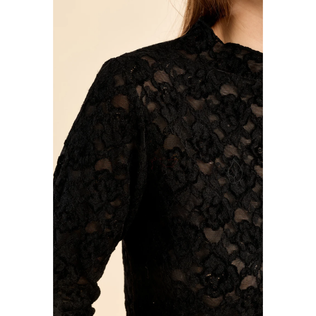 MOLLY BRACKEN MOLLY BRACKEN 26H TR234BEN HAUT MESH DENTELLE NOIR