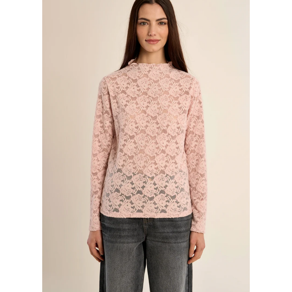 MOLLY BRACKEN MOLLY BRACKEN 26H TR234BEN HAUT MESH DENTELLE ROSE