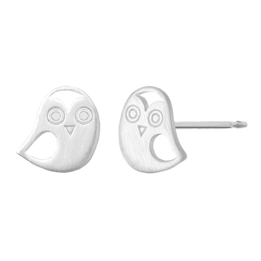 BOMA Sterling Silver Stud Earring Owl Matte Finish