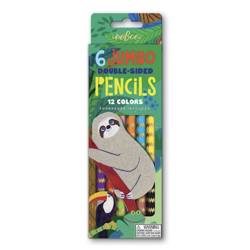 EEBOO Sloth 6 Jumbo Double Pencils