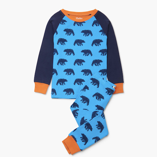 HATLEY Blue Bears Organic Cotton  Raglan Pajamas Set