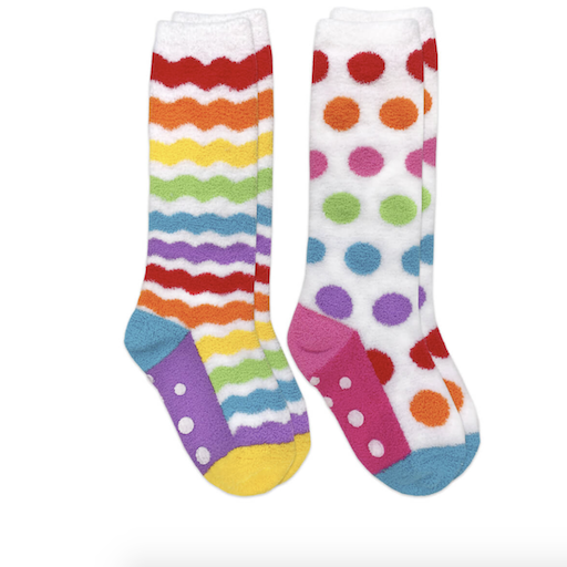 Keep Kids Safe and Cozy in Rainbow Fuzzy Non Skid Socks 2 Pack