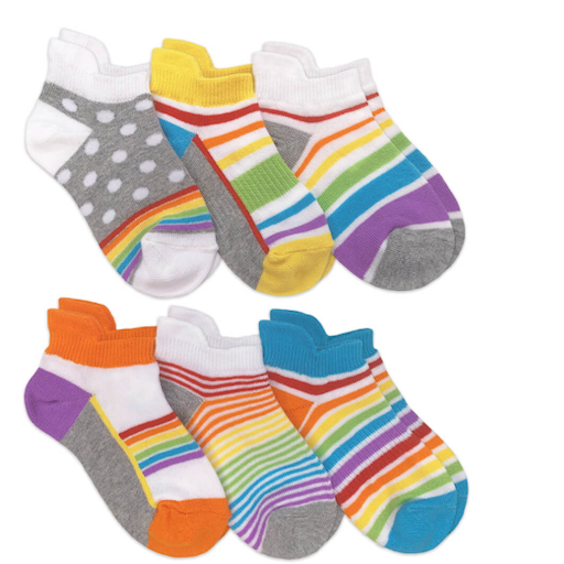 JEFFERIES SOCKS Rainbow Sport Tab Low Cut Socks 6 Pack