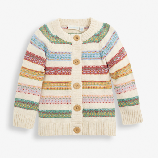 Jojo Maman Bebe Stripe Fair Isle Cardigan Bellaboo