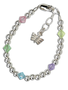 Cherished Moments, LLC Silver Bracelet With Silver Beads And Pastel Crystals