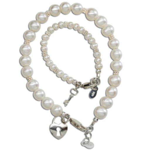 Cherished Moments, LLC Key To Your Heart - Mom & Me Key To My Heart Pearl Bracelet Set