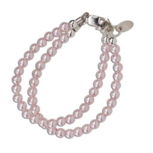 Cherished Moments, LLC Sterling Silver Bracelet With Double Strand Pink Pearls