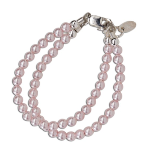 CHERISHED MOMENTS, LLC Sterling Silver Bracelet With Double Strand Pink Pearls