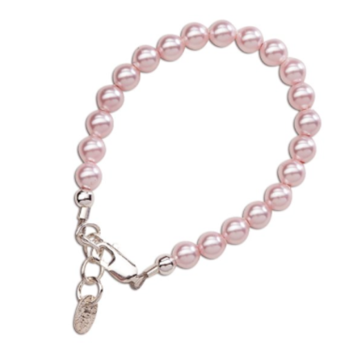 Cherished Moments, LLC Jami Sterling Silver Bracelet With Light Pink Swarovski Pearls
