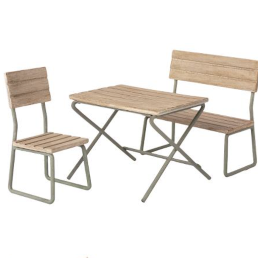 Maileg Garden Set Table With Chair And Bench