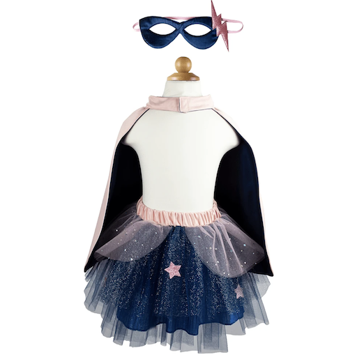 Great Pretenders Super-Duper Tutu/Cape/Mask, Pink & Navy, 4-6