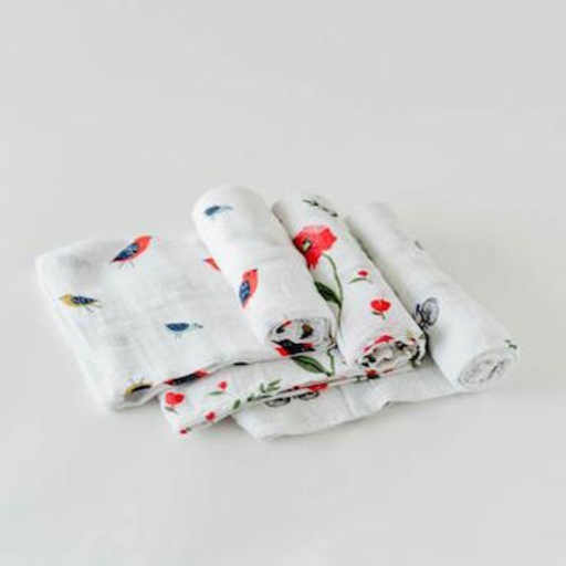 LITTLE UNICORN Summer Poppy Cotton Muslin Swaddle 3 Pack