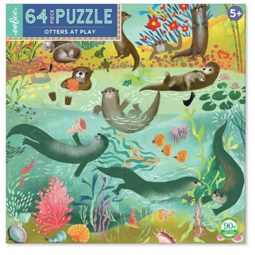EEBOO Otters At Play 64 Piece Puzzle