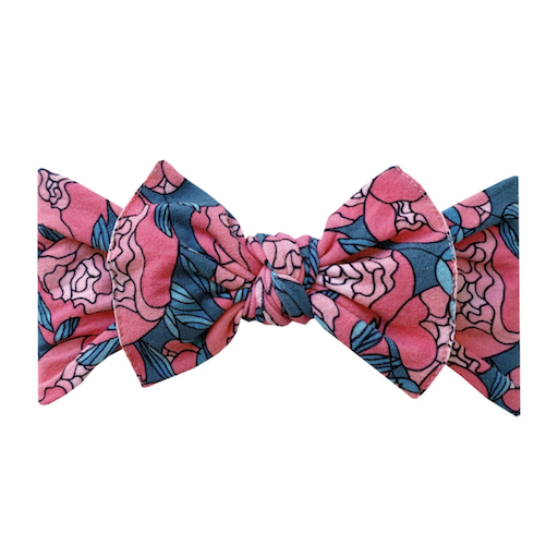 BABY BLING Printed Knot Headband In Peony Garden