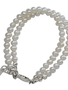Cherished Moments, LLC Elizabeth Silver Bracelet With Double Strand Of Pearls, Silver, Lg