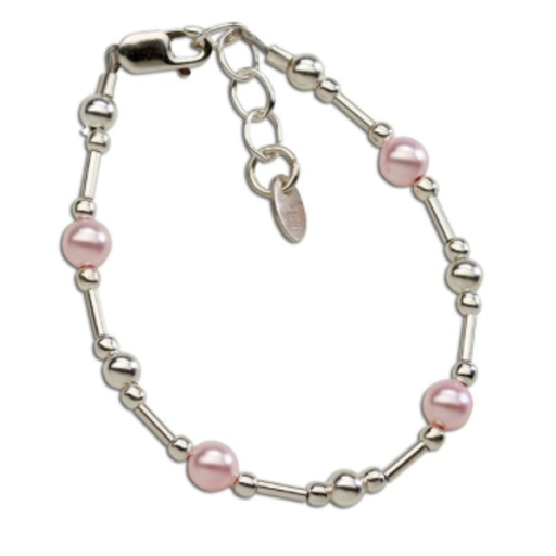 CHERISHED MOMENTS, LLC Silver Bracelet With Pink Pearls & Liquid Silver
