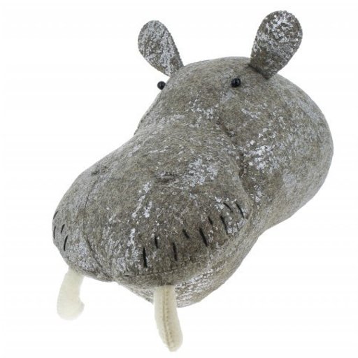 FIONA WALKER Foil Grey Silver Hippo Head Wall Mount