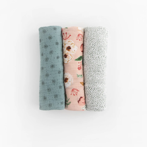 LITTLE UNICORN Cotton Muslin Swaddle Blanket Set - Vintage Floral Set