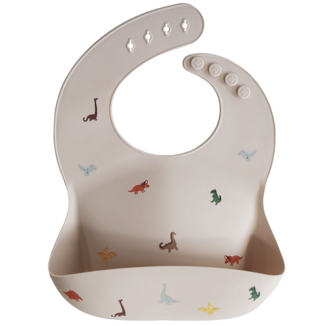 Mushie Silicone Baby Bib - Dinosaurs