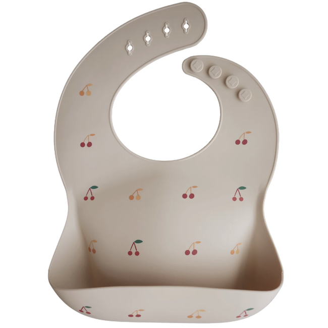 Mushie Silicone Baby Bib - Cherries