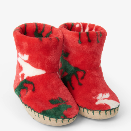 HATLEY Holiday Moose Fleece Slippers