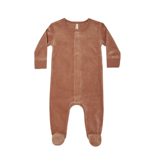 Quincy Mae Velour Hidden Snap Footie
