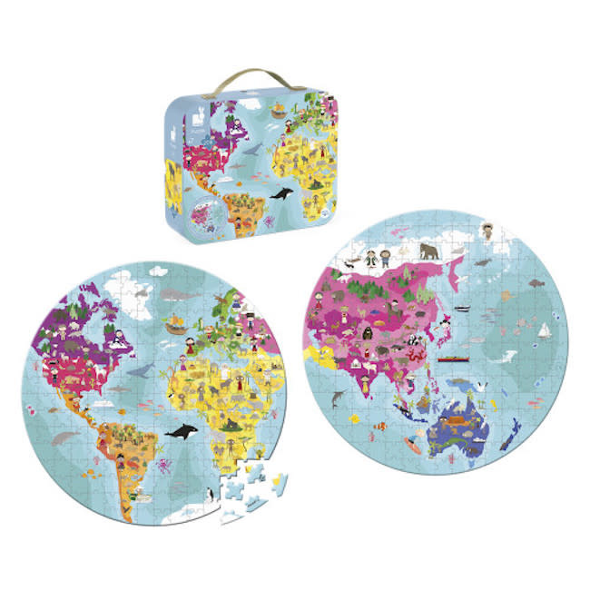 World Round Double Sided Puzzle 208 Pc
