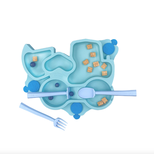 CONSTRUCTIVE EATING Constructive Baby Teal Truck Plate Set